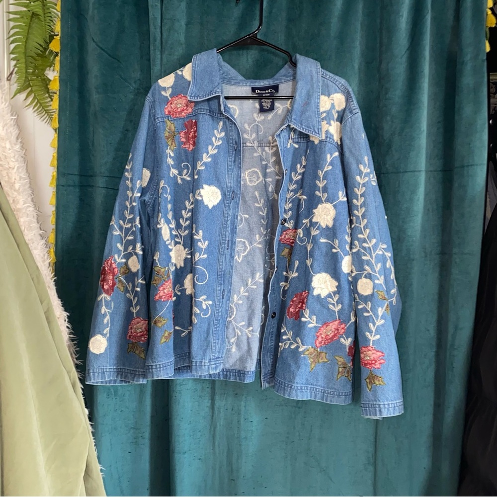 Oversized Denim Floral Jacket 🥀🥀🥀